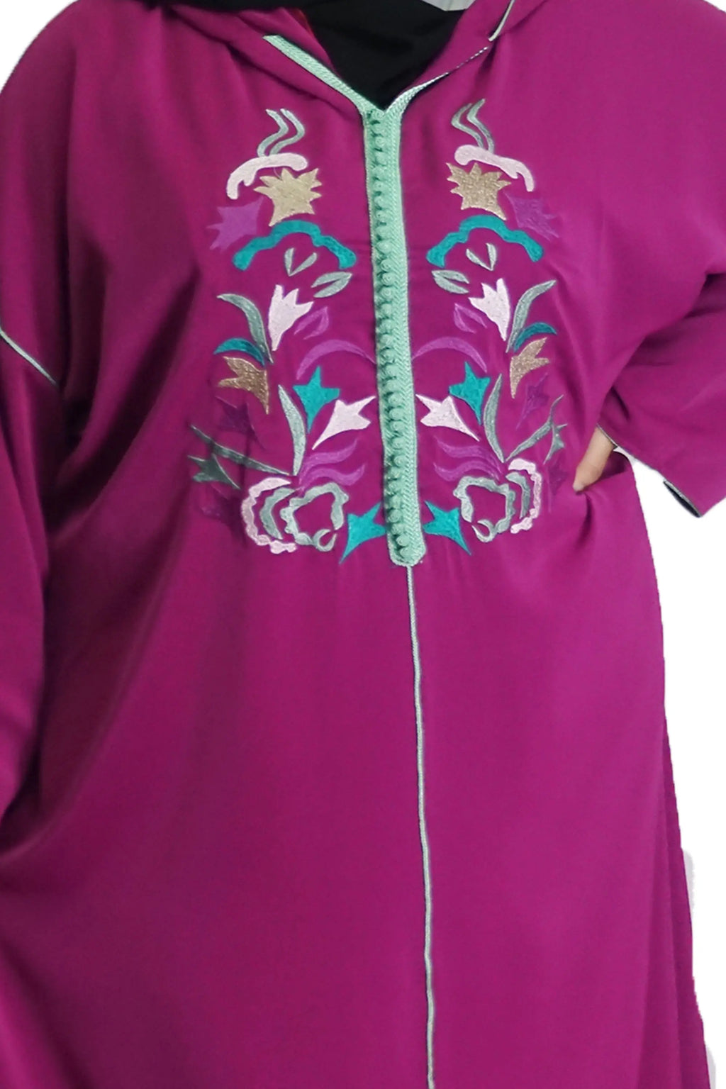 Moroccan Hooded Abaya - Magenta-almanaar Islamic Store