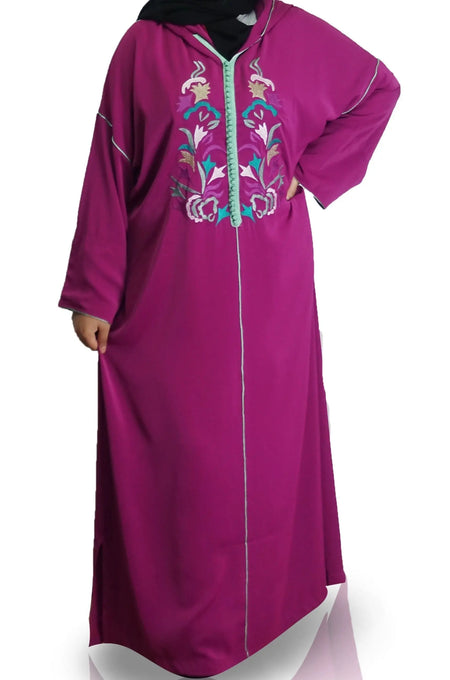 Moroccan Hooded Abaya - Magenta-almanaar Islamic Store