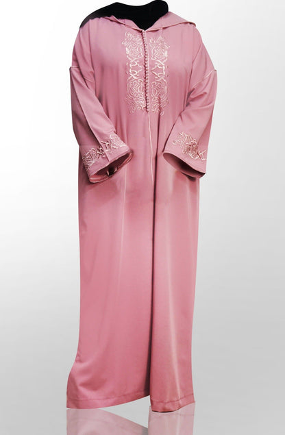 Moroccan Hooded Abaya - Pink-almanaar Islamic Store