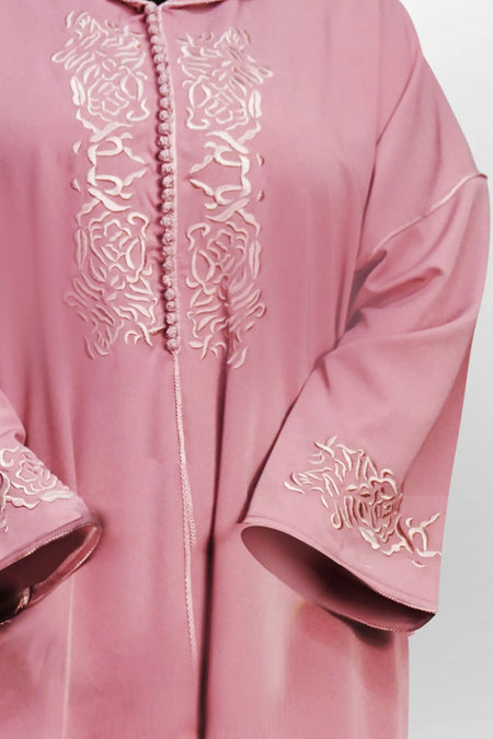 Moroccan Hooded Abaya - Pink-almanaar Islamic Store