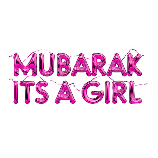 Mubarak It's a Girl Foil Balloon Kit - Metallic Pink-almanaar Islamic Store