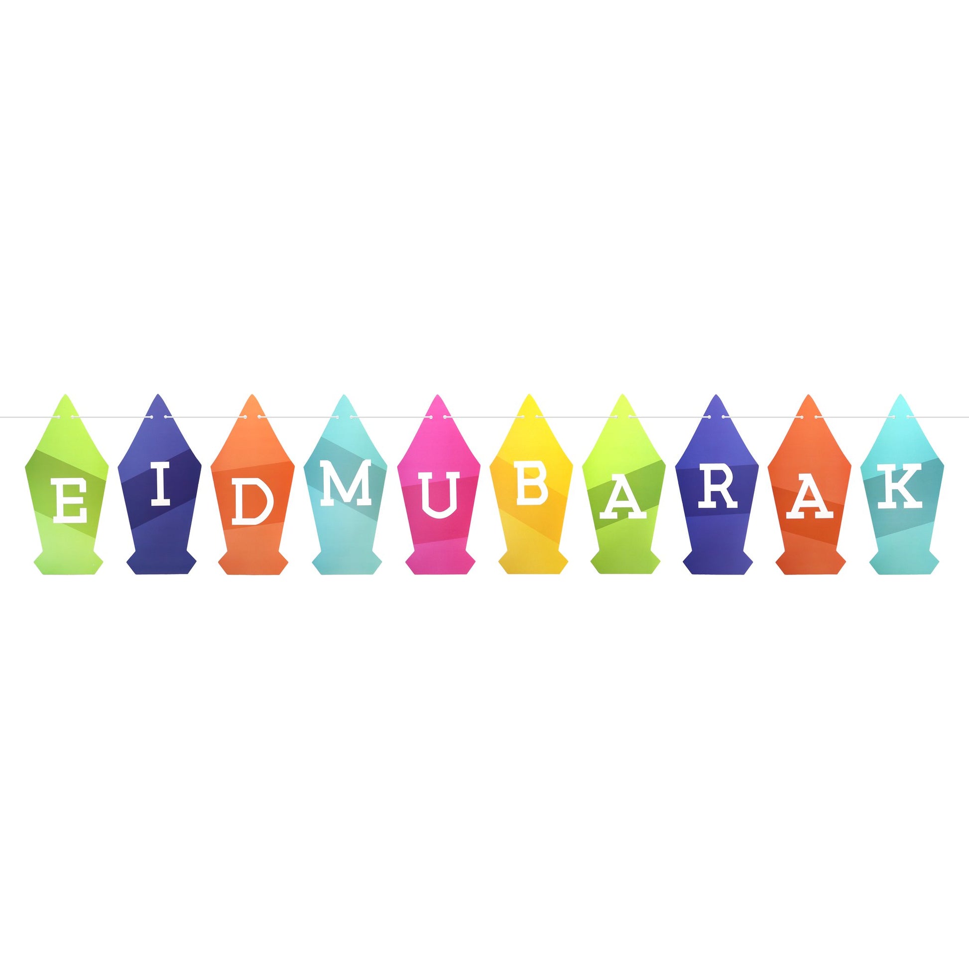 Multicolour Lantern Shaped Eid Mubarak Card Bunting-almanaar Islamic Store