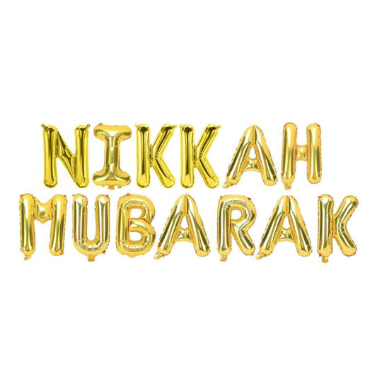 Nikkah Mubarak Foil Balloon - Gold-almanaar Islamic Store
