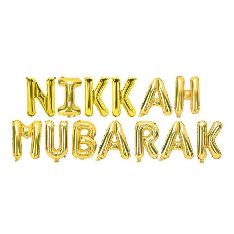 Nikkah Mubarak Foil Balloon - Gold - almanaar Islamic Store