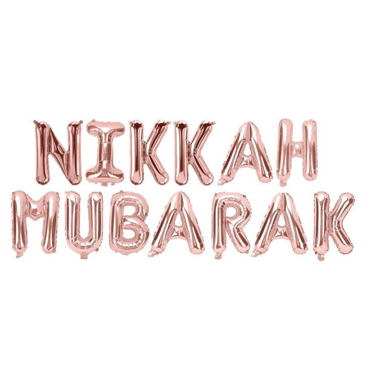 Nikkah Mubarak Foil Balloon - Rose Gold-almanaar Islamic Store