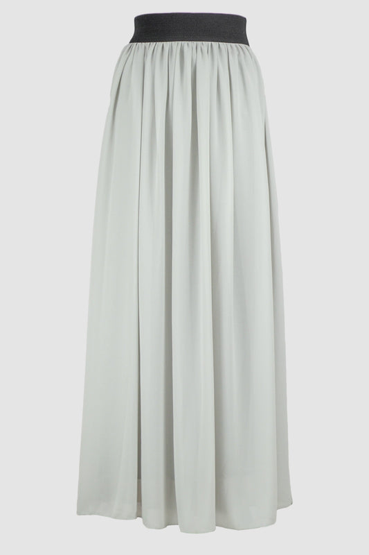 Off White Chiffon Flared Skirt With Inner Layer-almanaar Islamic Store