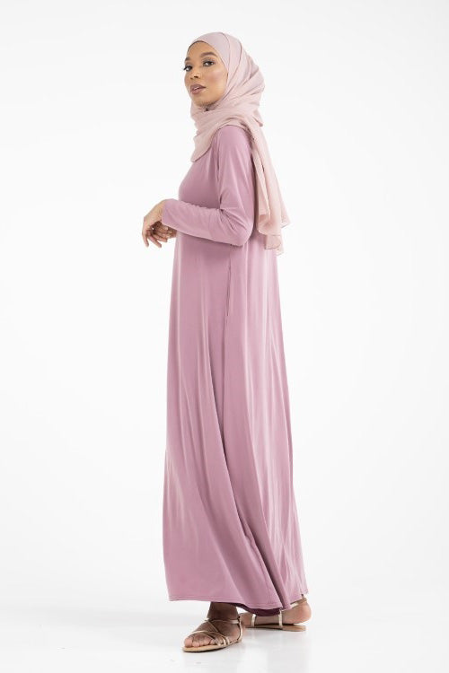 Pink Jersey Abaya With Pockets-almanaar Islamic Store