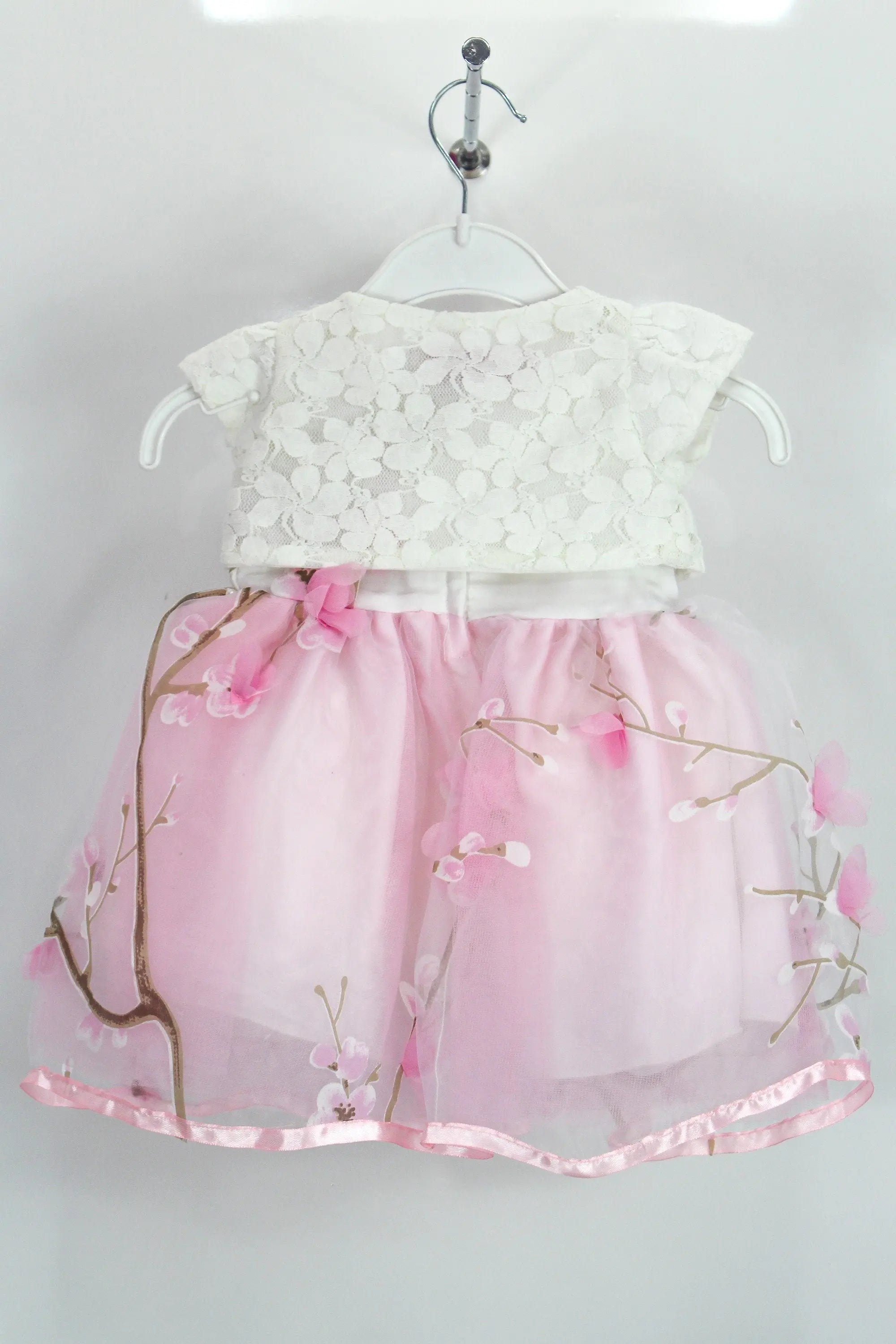 Pink & White Floral Baby Dress With Waistcoat-almanaar Islamic Store