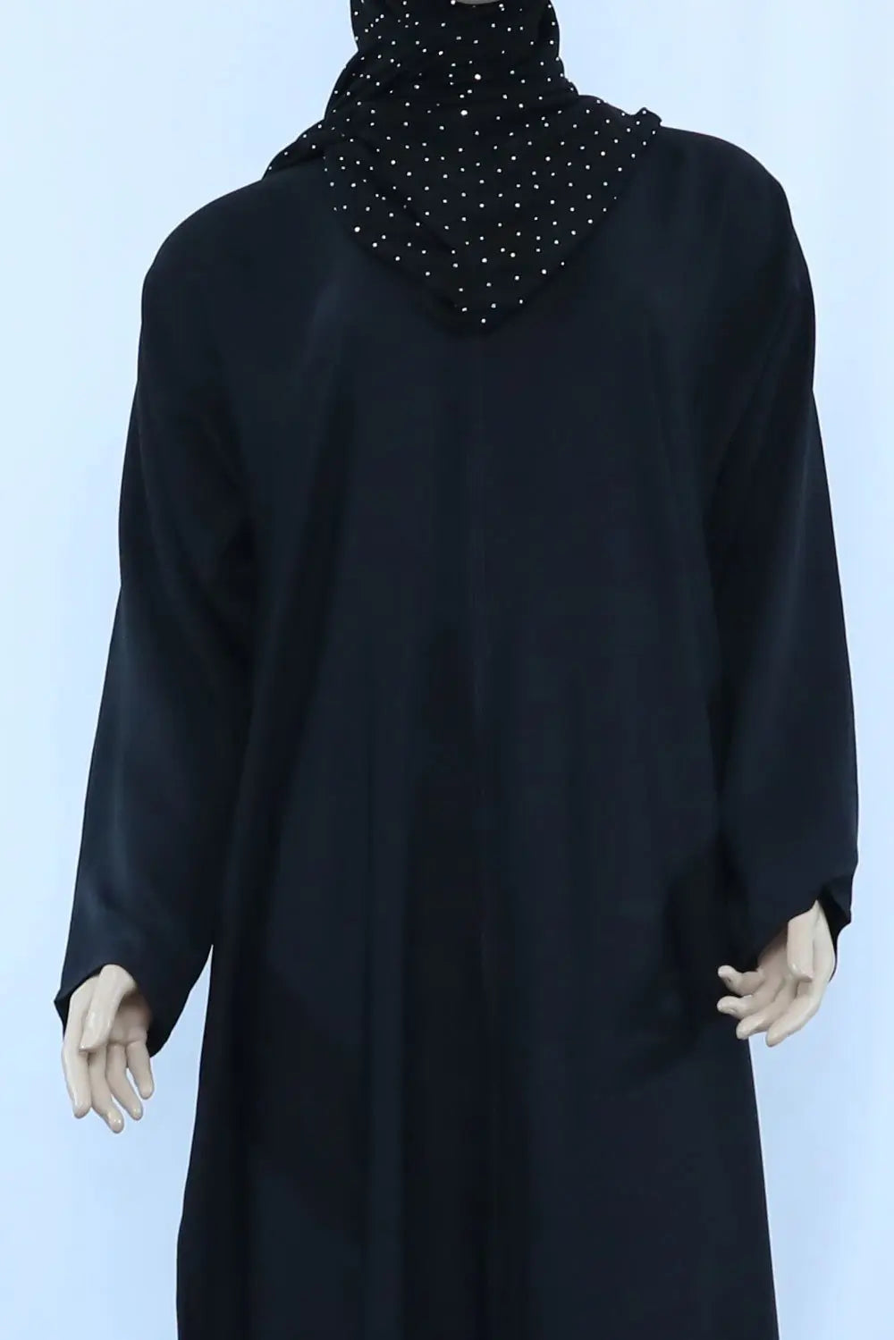 Plain Black Open Abaya With Zip-almanaar Islamic Store