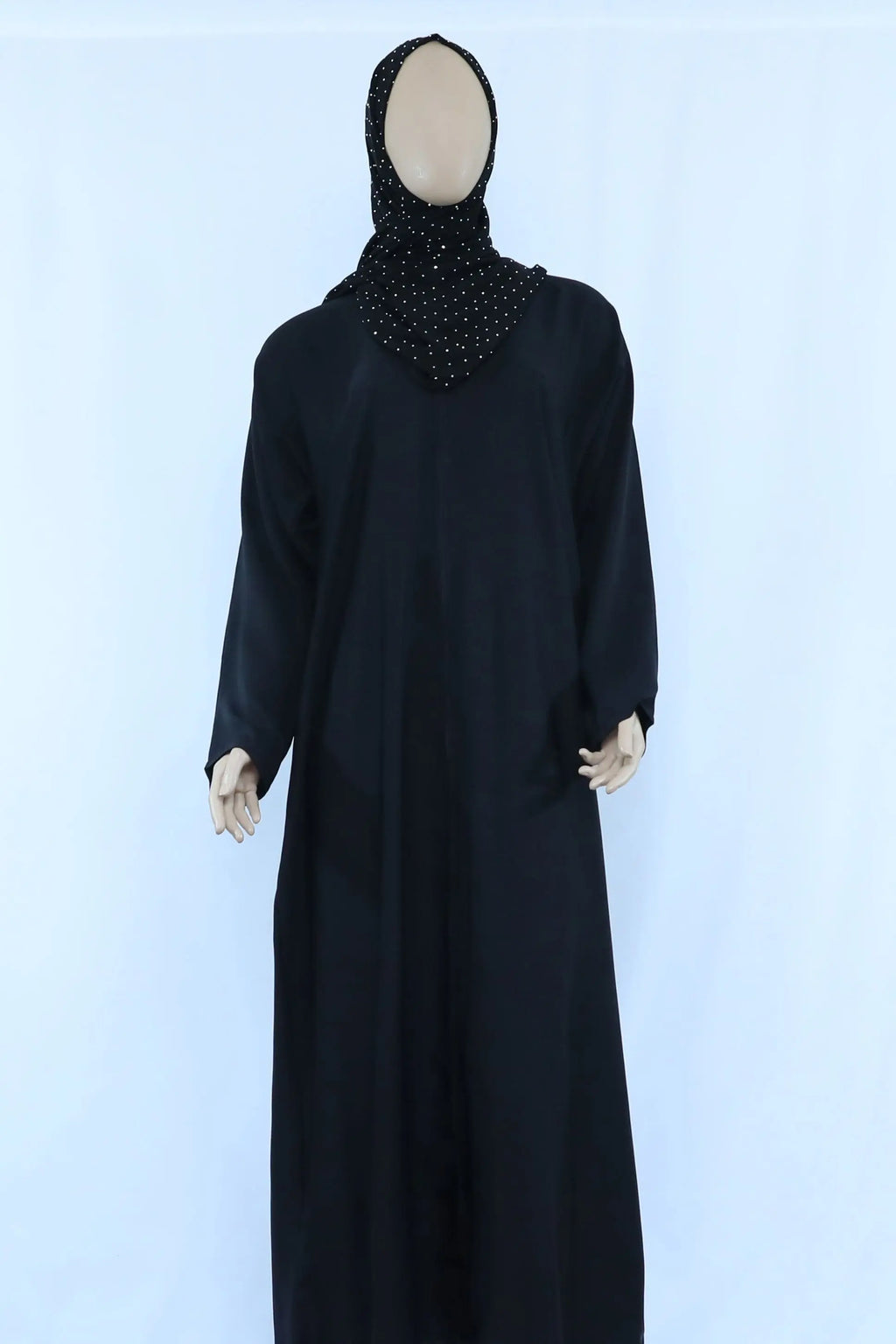 Plain Black Open Abaya With Zip-almanaar Islamic Store