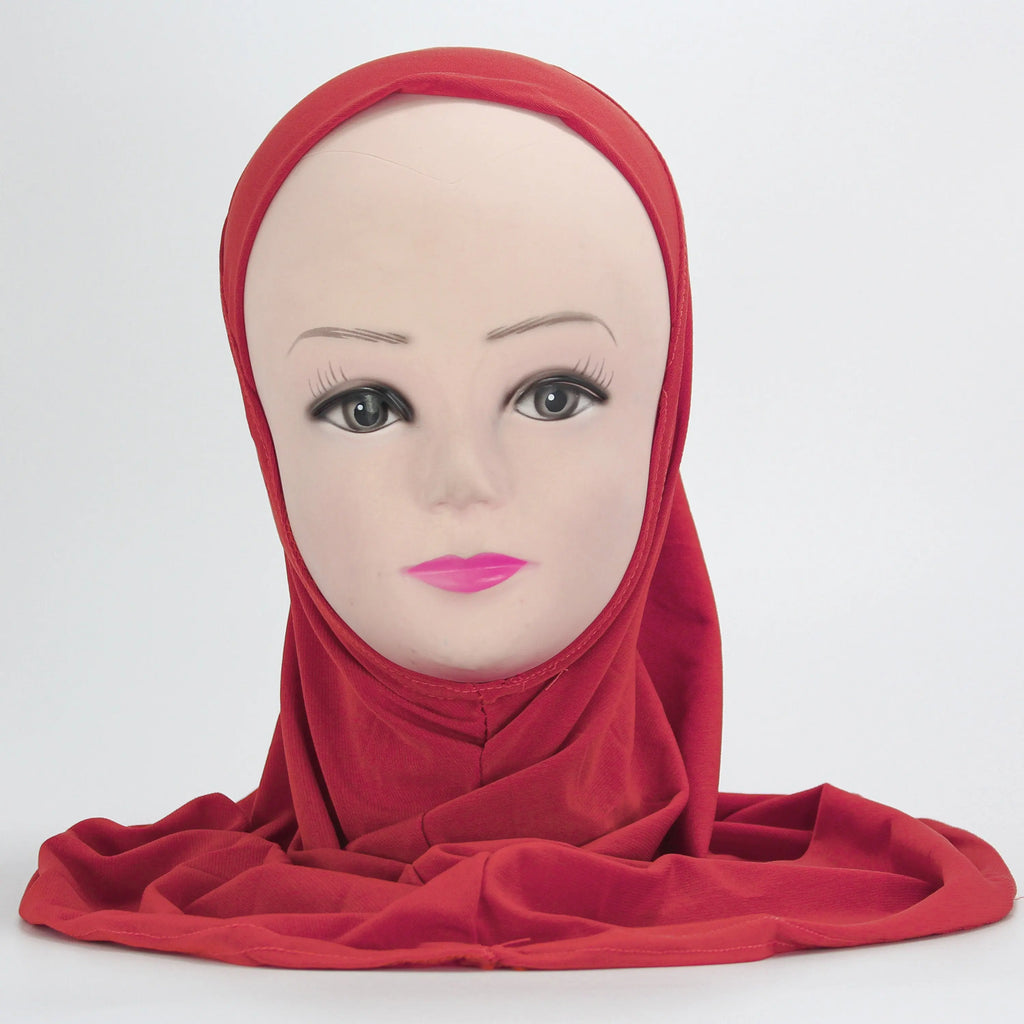 Plain Cotton Hijab For Girls- Maroon-almanaar Islamic Store