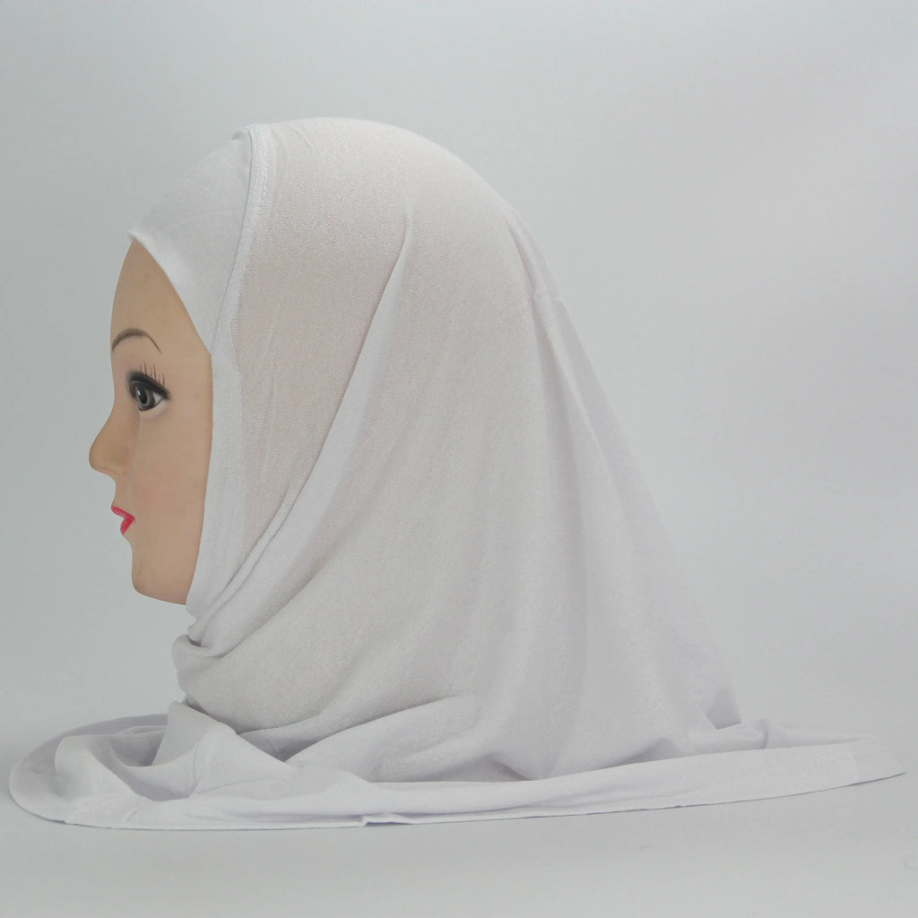 Plain Cotton Hijab For Girls- White-almanaar Islamic Store