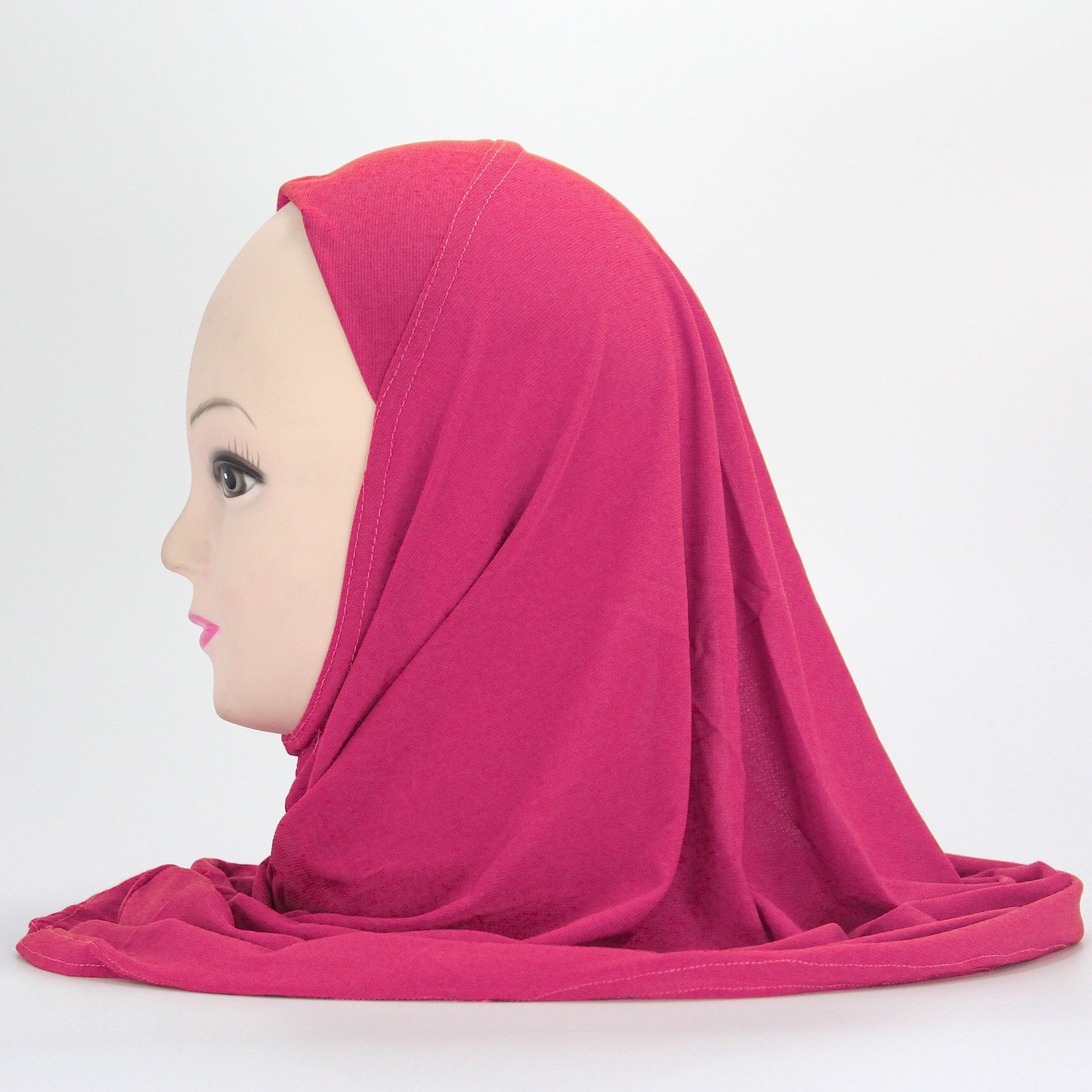 Plain Jersey Hijab For Girls-Dark Pink-almanaar Islamic Store