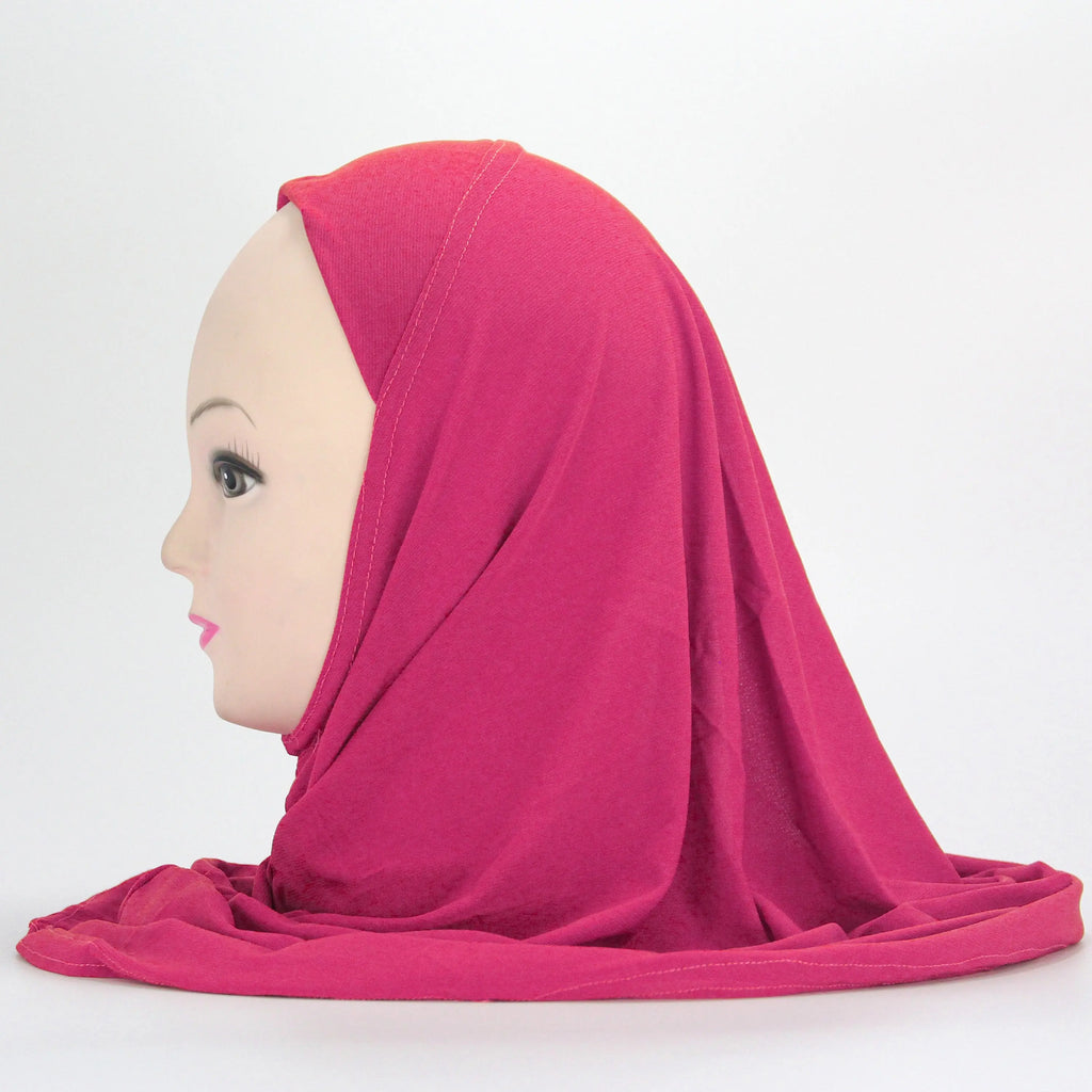 Plain Jersey Hijab For Girls-Dark Pink-almanaar Islamic Store