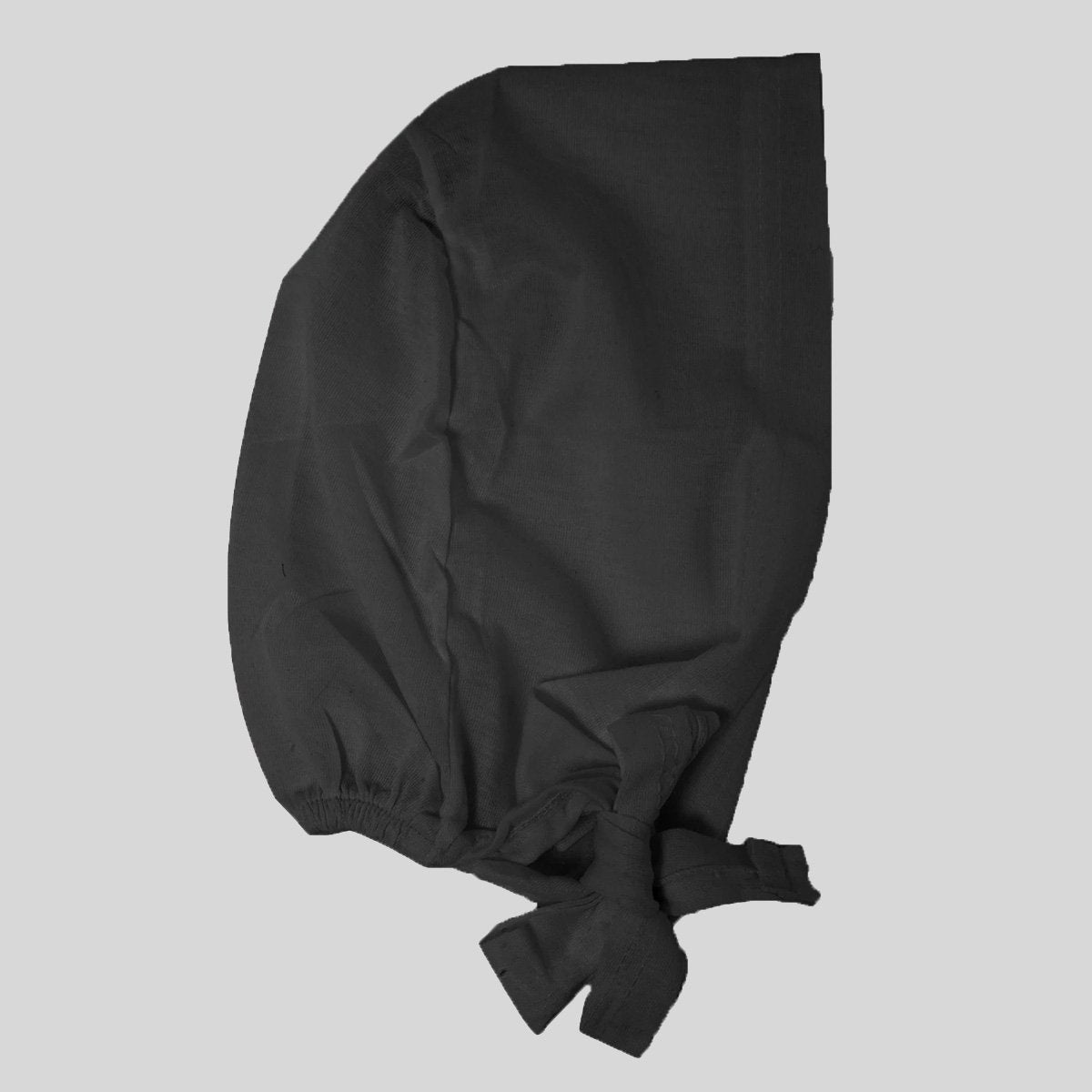Plain Jersey Tie Back Hijab Bonnet Black-almanaar Islamic Store