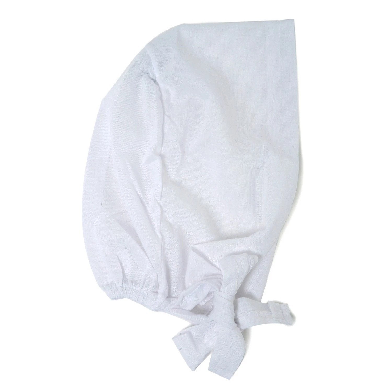 Plain Jersey Tie Back Hijab Bonnet White-almanaar Islamic Store