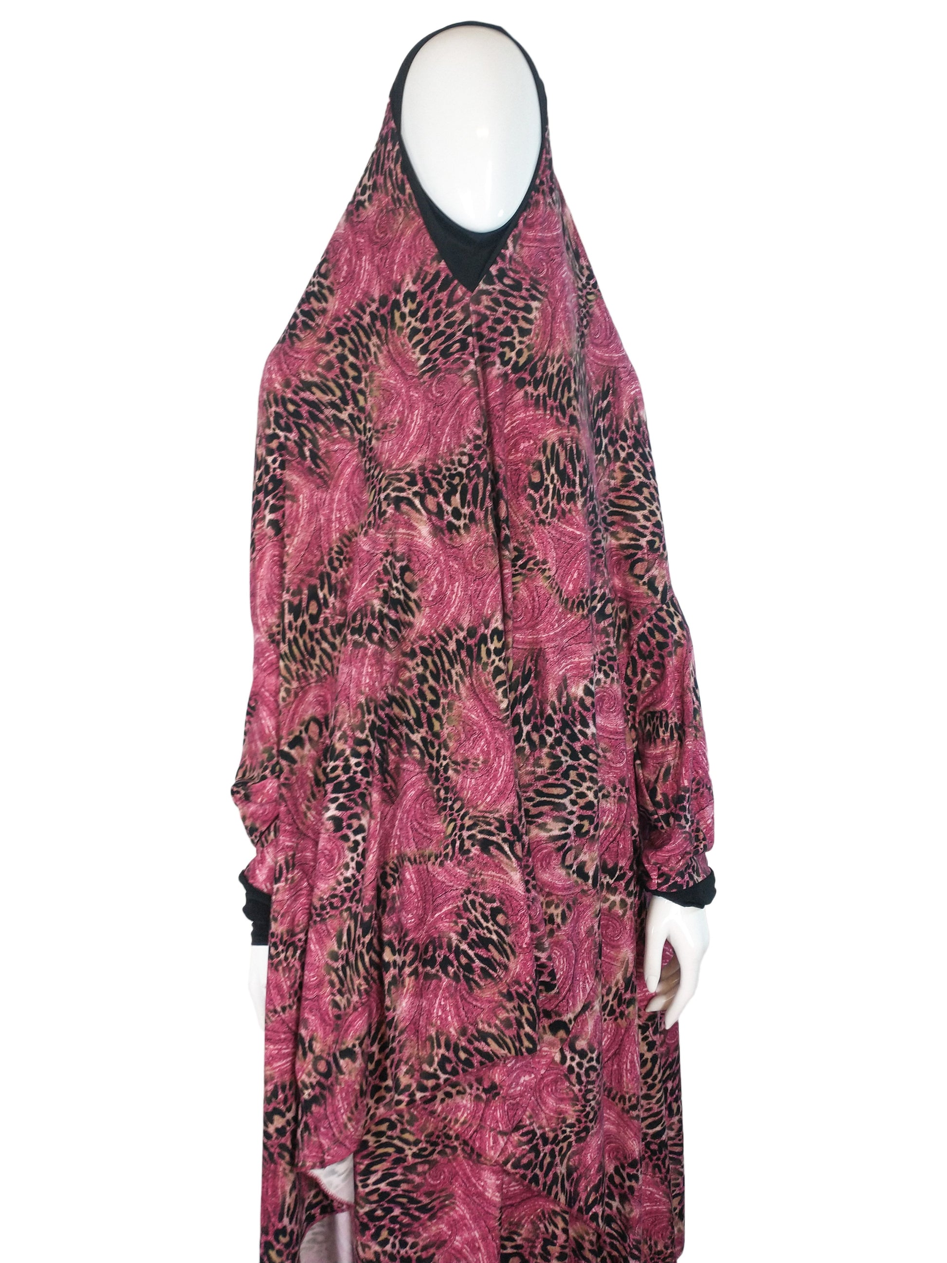 Prayer Dress Two Piece Abstract Black Maroon-almanaar Islamic Store