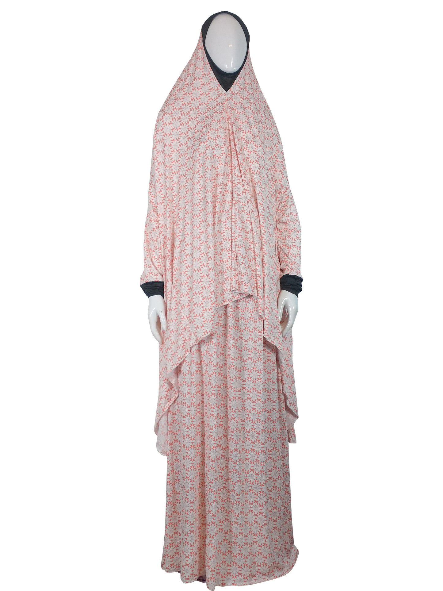 Prayer Dress Two Piece Floral Pink-almanaar Islamic Store