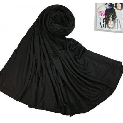 Premium Jersey Maxi Hijab -  Black-almanaar Islamic Store