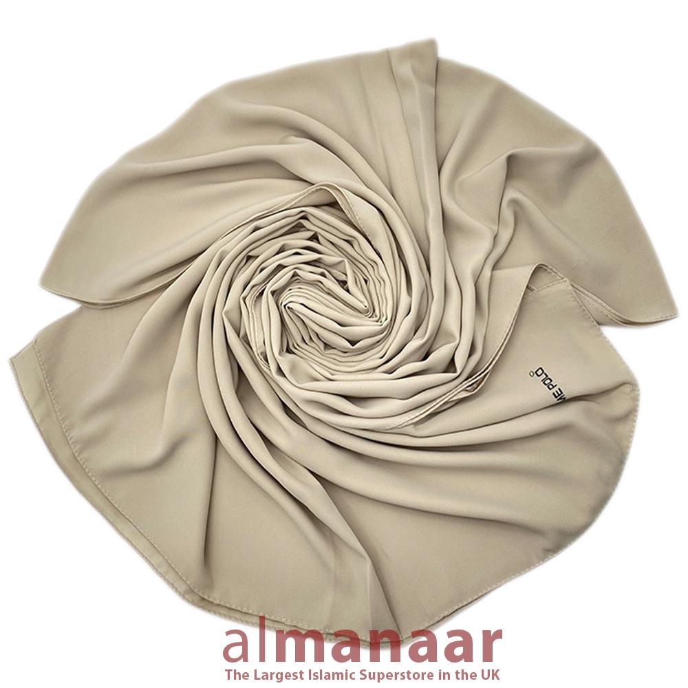 Premium Quality Madina Silk Plain Hijab - Bone White-almanaar Islamic Store