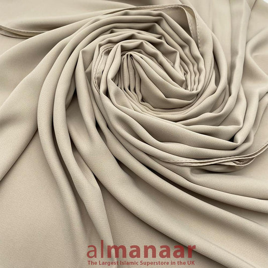 Premium Quality Madina Silk Plain Hijab - Bone White-almanaar Islamic Store