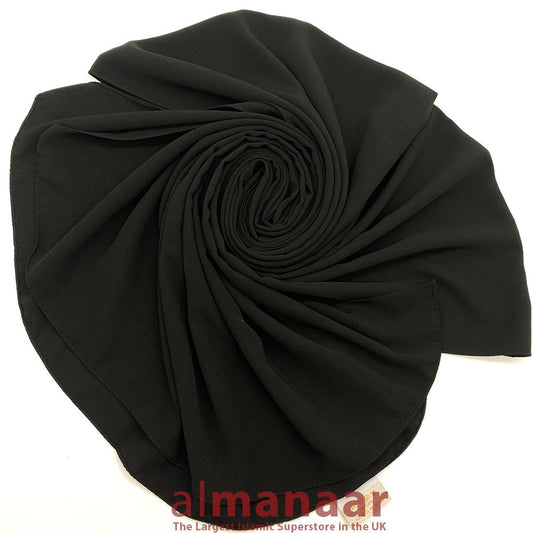 Premium Quality Madina Silk Plain Hijab-Black-almanaar Islamic Store