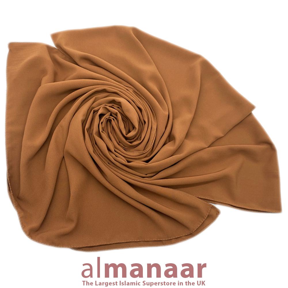 Premium Quality Madina Silk Plain Hijab-Burnt Orange-almanaar Islamic Store