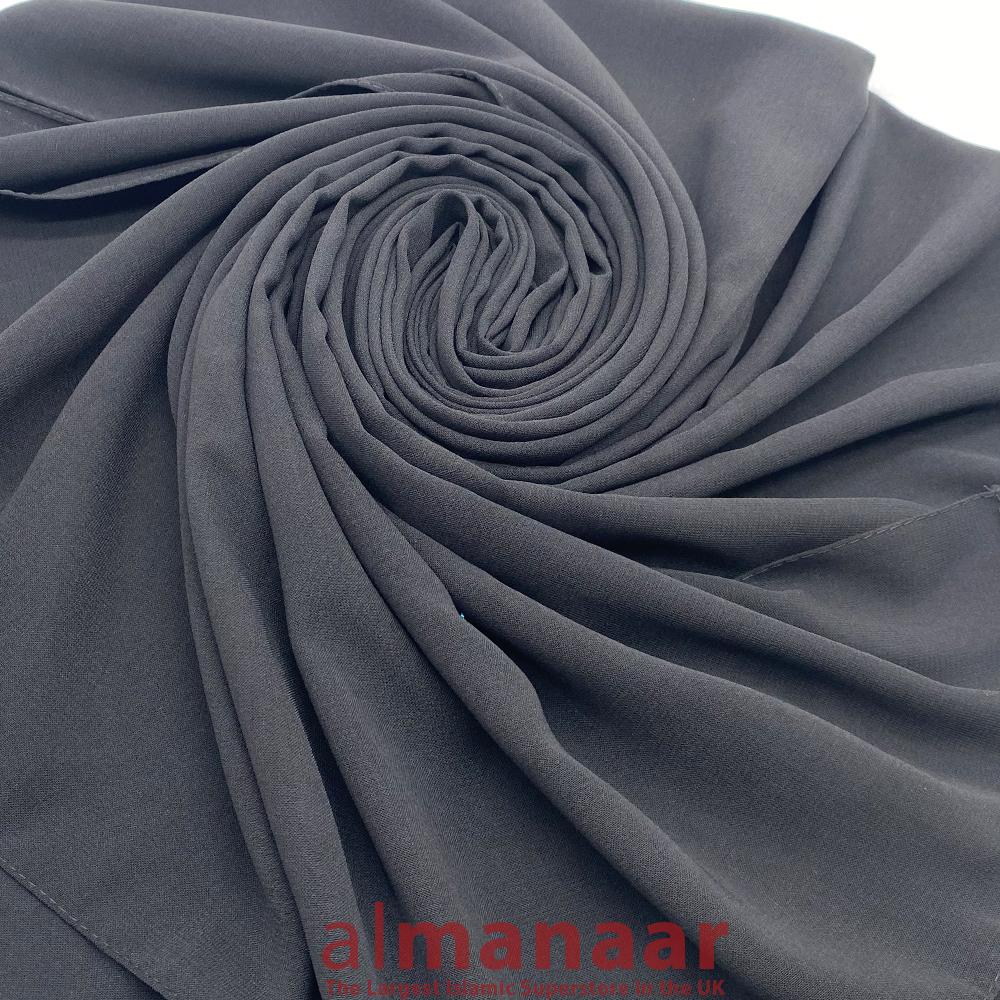 Premium Quality Madina Silk Plain Hijab-Dark Grey-almanaar Islamic Store