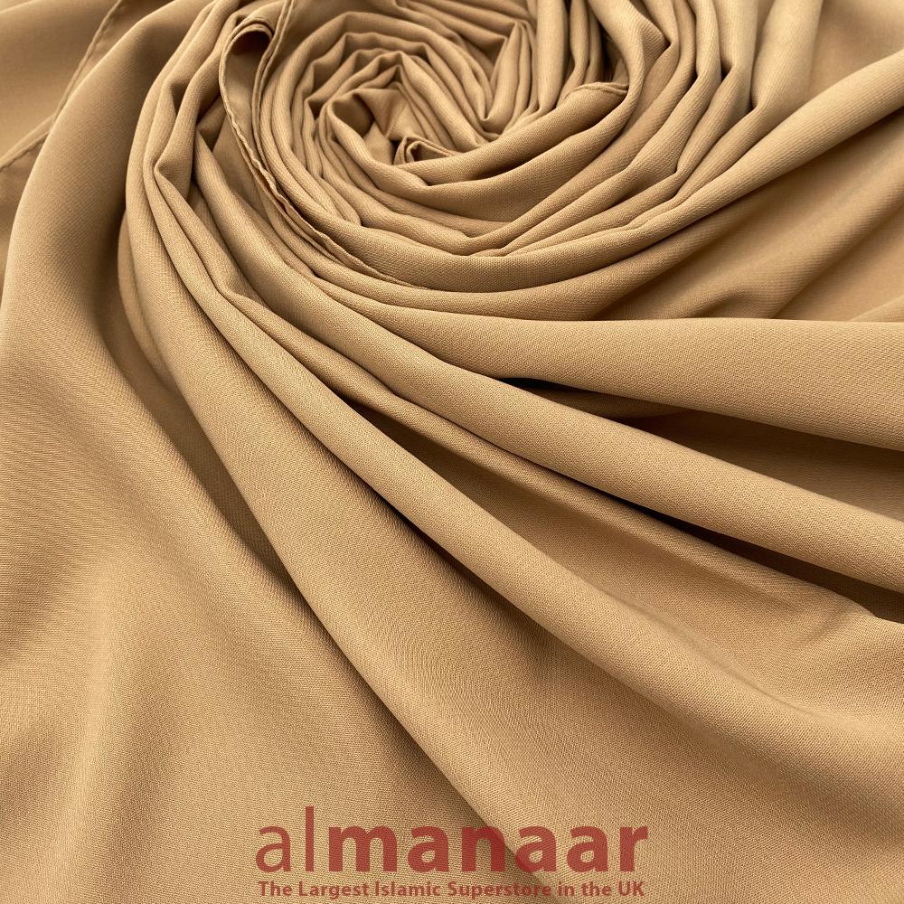 Premium Quality Madina Silk Plain Hijab - Dark Beige-almanaar Islamic Store