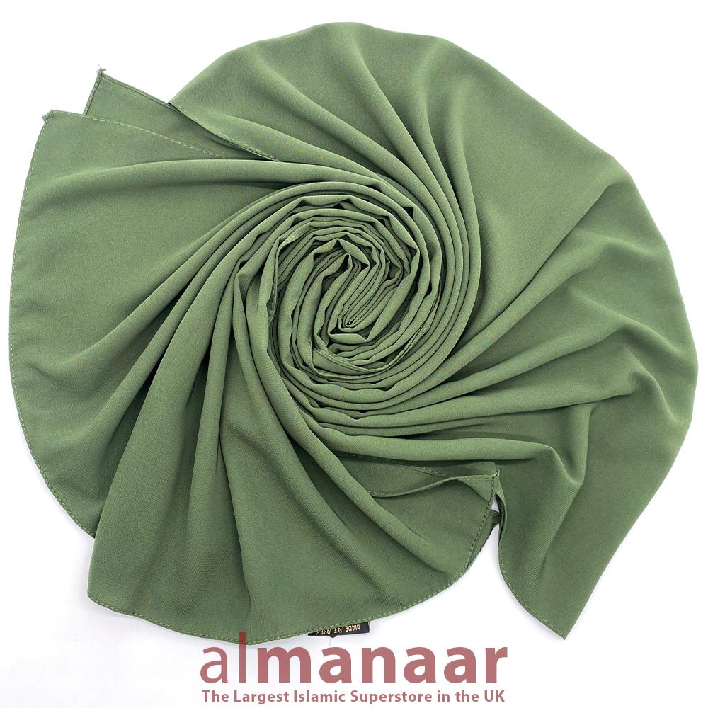 Premium Quality Madina Silk Plain Hijab-Green-almanaar Islamic Store