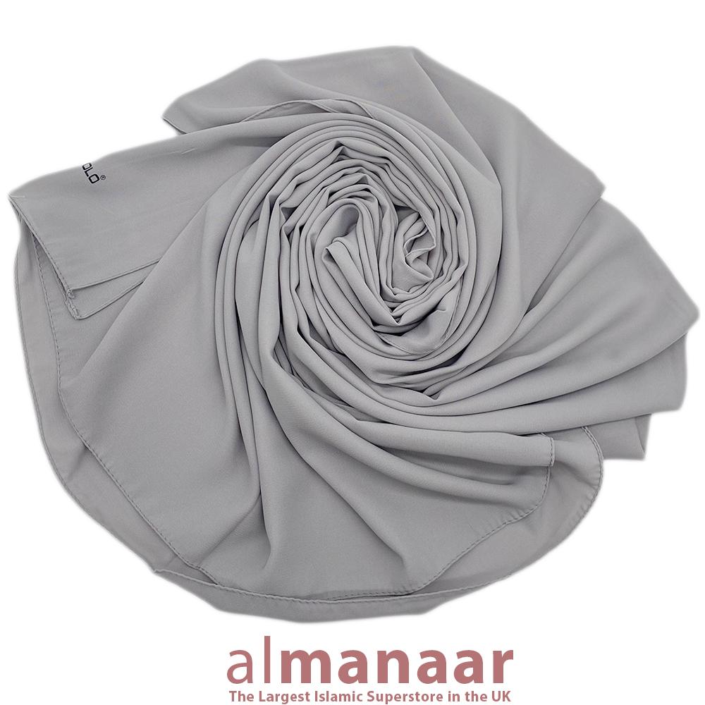 Premium Quality Madina Silk Plain Hijab-Grey-almanaar Islamic Store