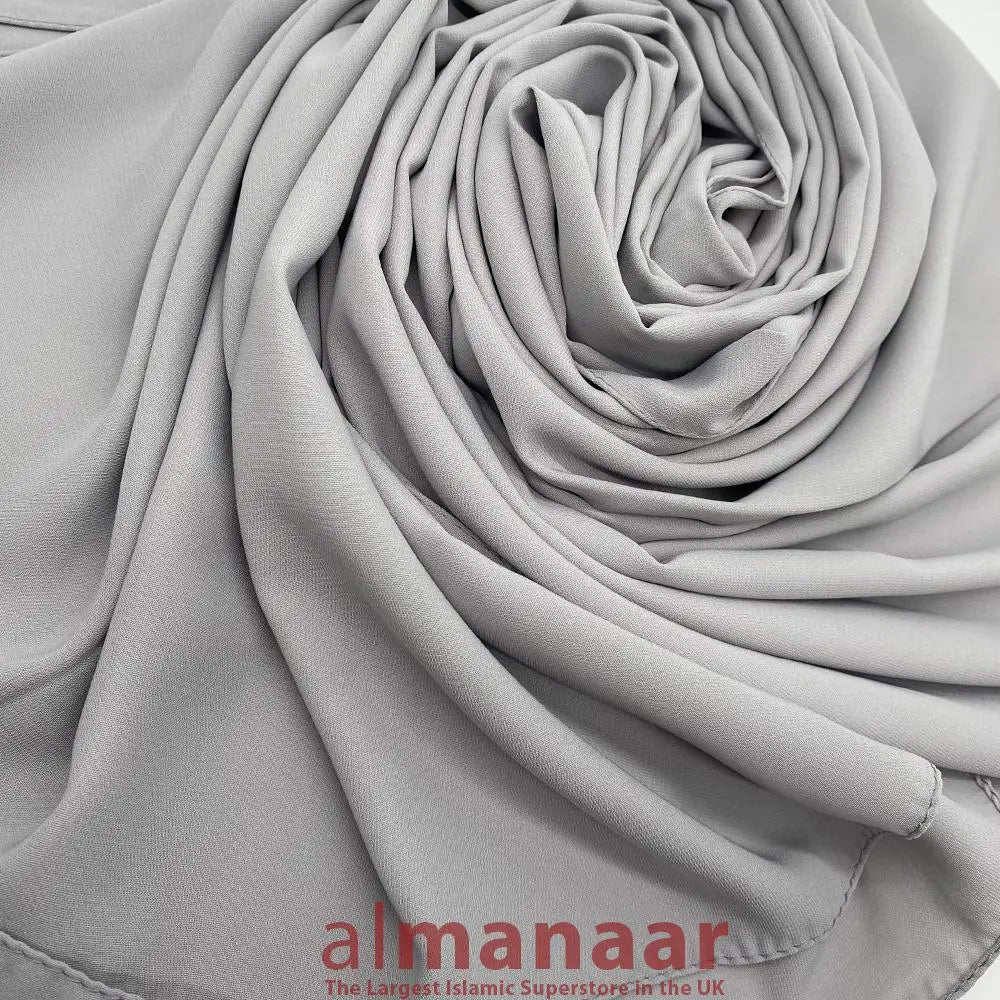 Premium Quality Madina Silk Plain Hijab-Grey-almanaar Islamic Store