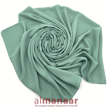 Premium Quality Madina Silk Plain Hijab-Mint-almanaar Islamic Store