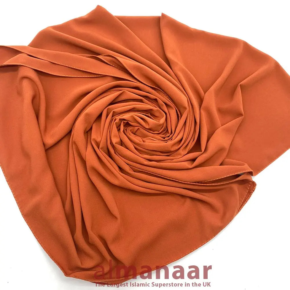 Premium Quality Madina Silk Plain Hijab- Rust-almanaar Islamic Store