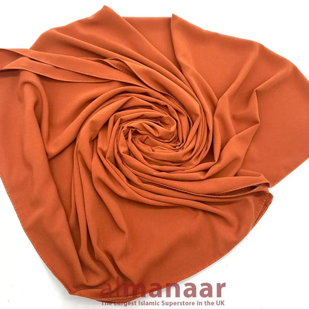 Premium Quality Madina Silk Plain Hijab- Rust-almanaar Islamic Store