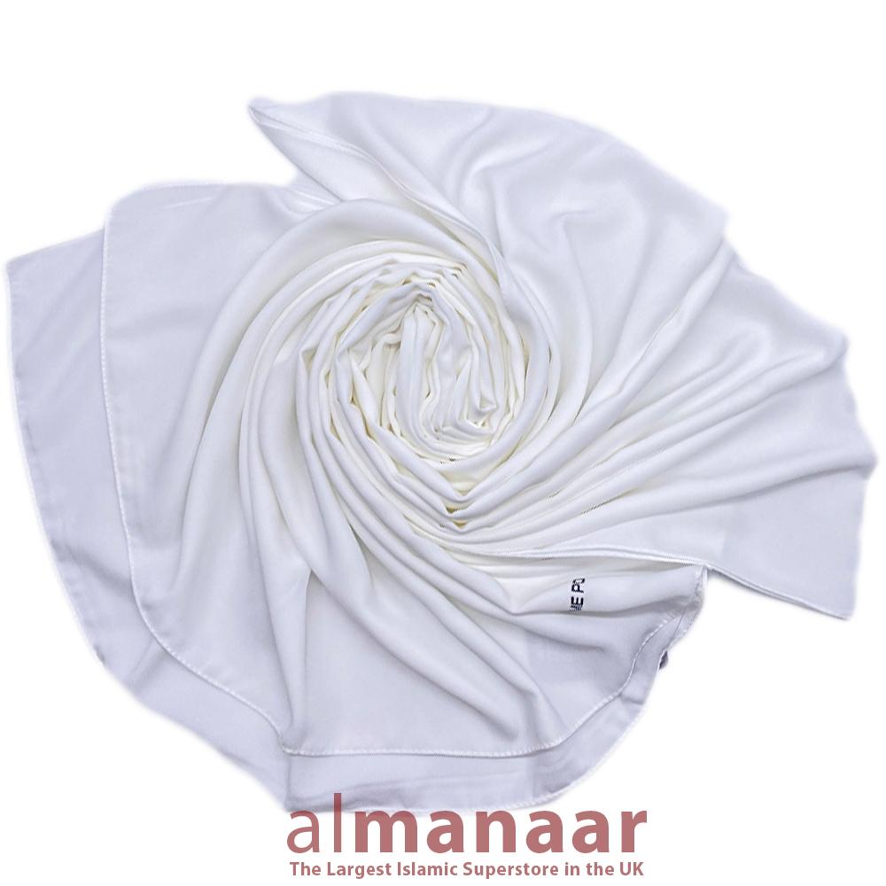 Premium Quality Madina Silk Plain Hijab-White-almanaar Islamic Store
