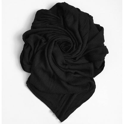 Premium Rayon Crinkle Hijab - Maxi Size - Black-almanaar Islamic Store