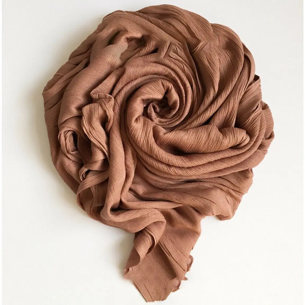 Premium Rayon Crinkle Hijab - Maxi Size - Caramel-almanaar Islamic Store