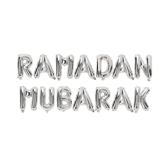 Ramadan Mubarak Foil Balloons - Silver-almanaar Islamic Store