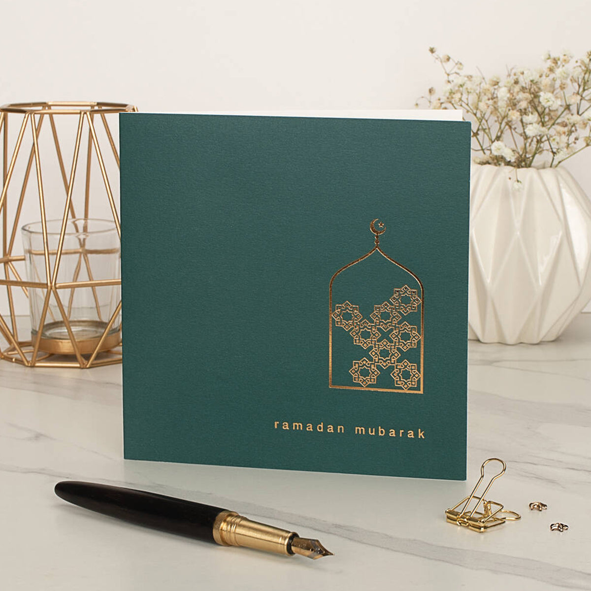 Ramadan Mubarak Gold Foiled Greeting Card-almanaar Islamic Store