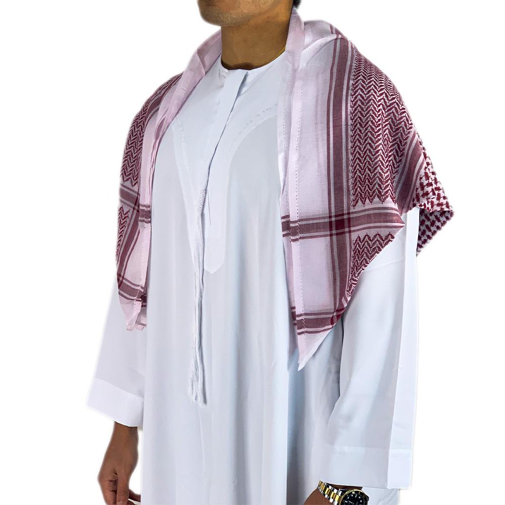 Red & White Arabic Men Scarf | Almanaar Islamic Store