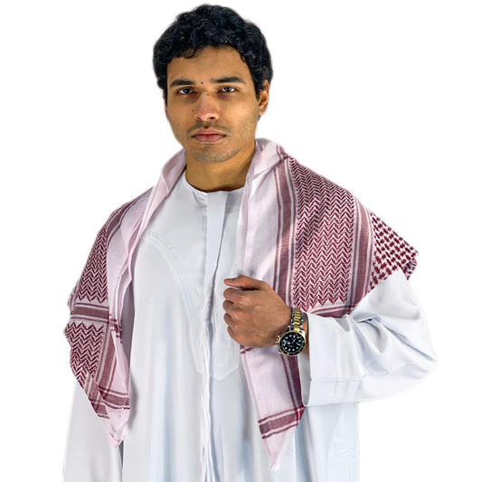 Red & White Arabic Men Scarf-almanaar Islamic Store