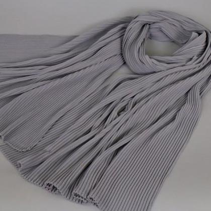 Ribbed chiffon Hijab - Grey-almanaar Islamic Store