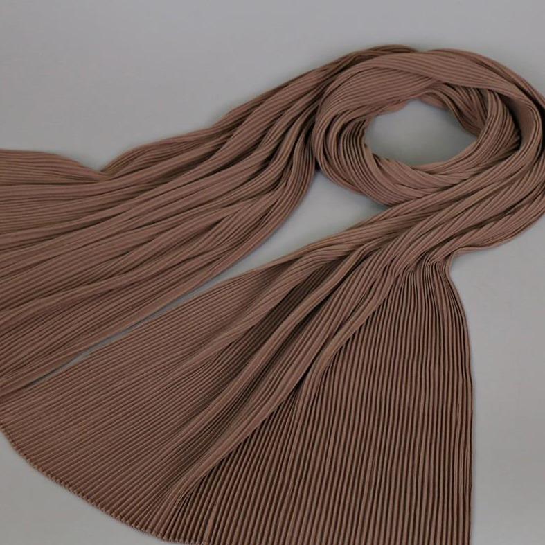 Ribbed chiffon Hijab - Light Brown-almanaar Islamic Store