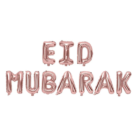 Eid Mubarak Foil Letter Balloons Rose Gold