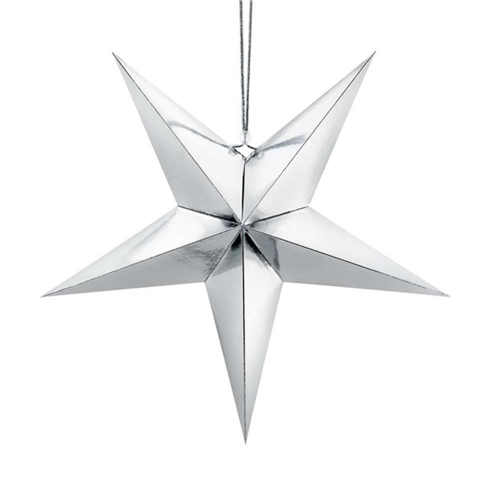 Silver Paper Star Decoration- 45cm-almanaar Islamic Store