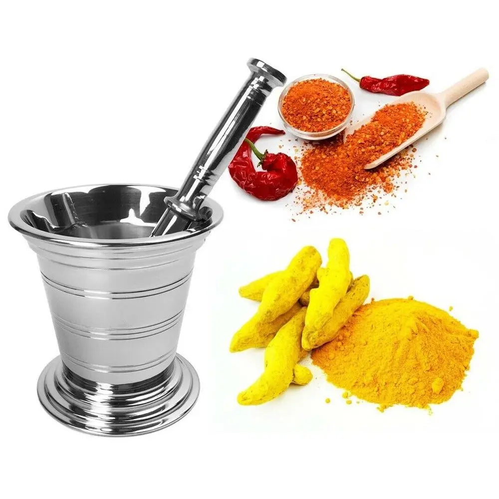 Stainless Steel Mortar and Pestle Set-almanaar Islamic Store