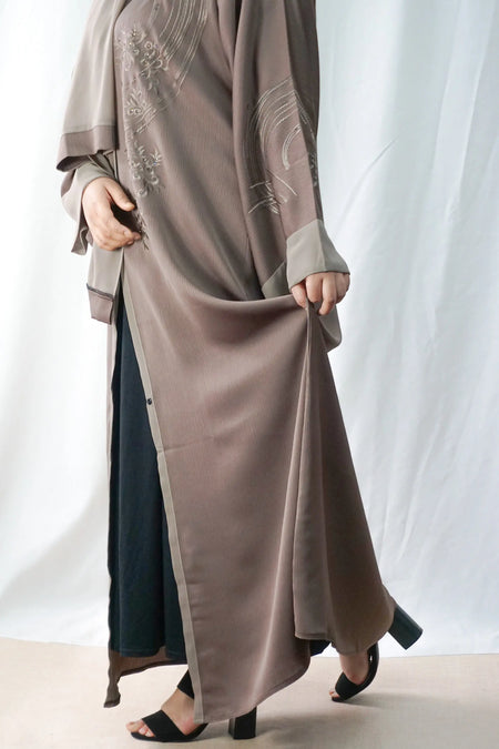 Stone Exclusive Embroidered Open Abaya-almanaar Islamic Store