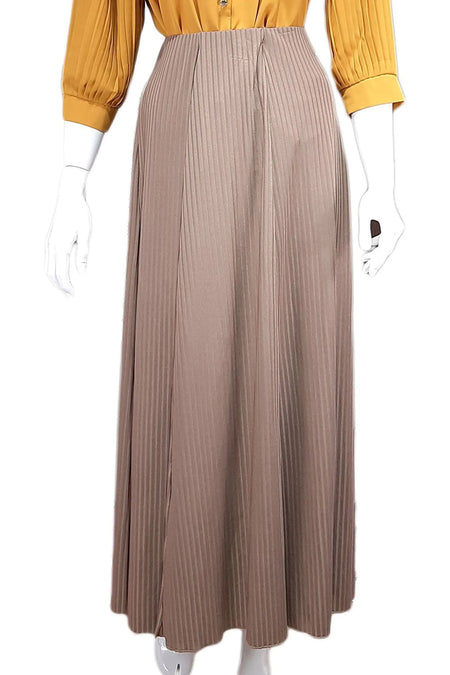 Stripe Maxi Skirt Beige-almanaar Islamic Store