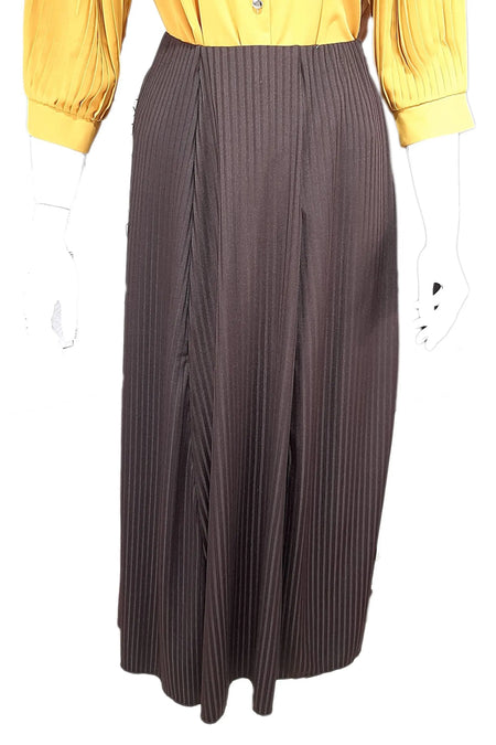 Stripe Maxi Skirt Brown-almanaar Islamic Store